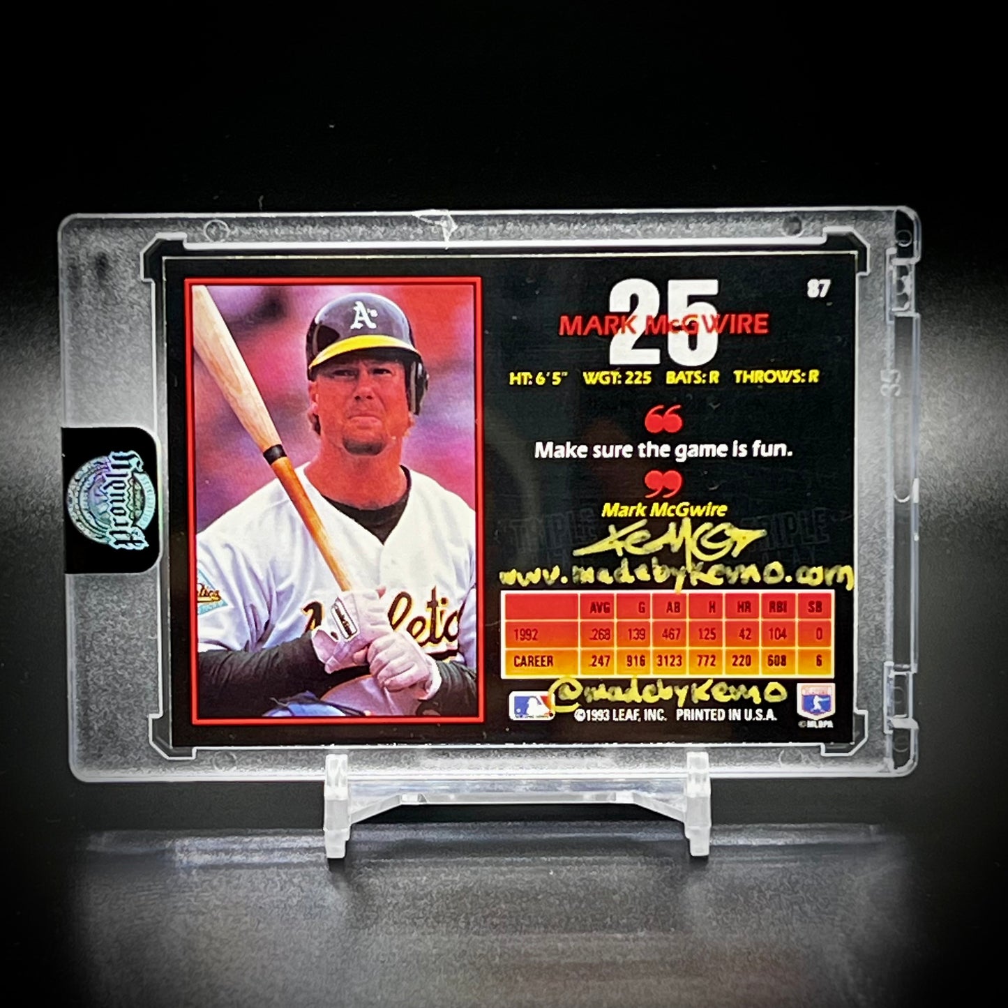 Mark McGwire hand embellished Triple Play Art Card By KEMO